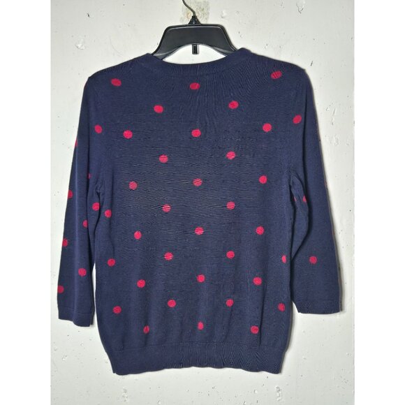 Talbots Womens Polka Dot Sweater Size Medium Petite MP Preppy Twee Knit Office - Picture 2 of 7
